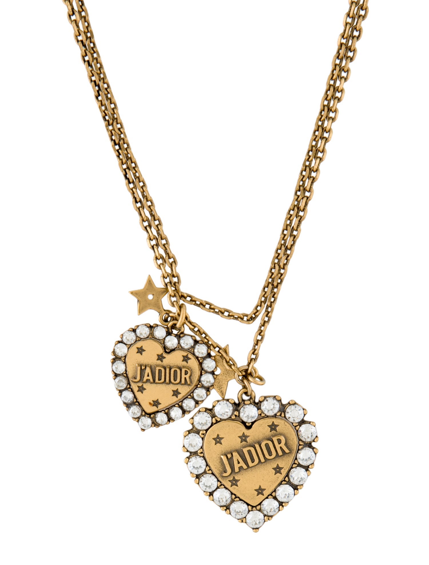 Christian Dior Crystal Double Heart J'Adior Pendant Necklace